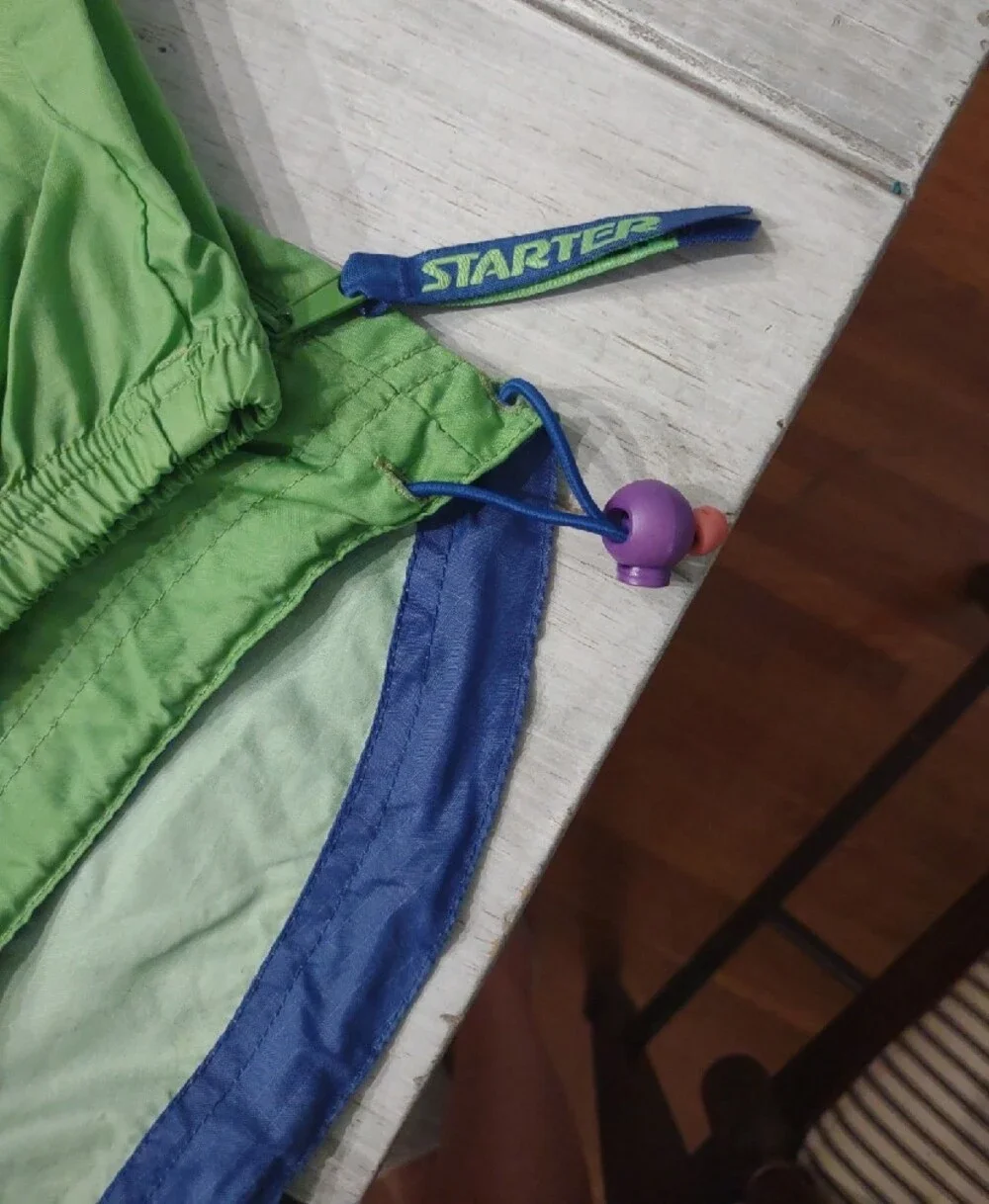 Vintage STARTER Green Pullover Windbreaker With Packable Hood - Picture 3 of 5